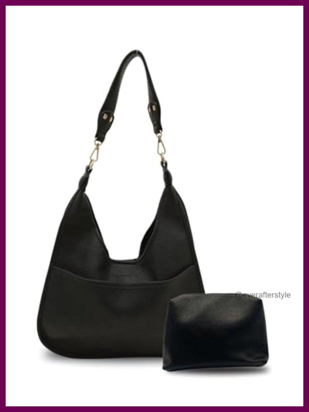 Vegan Leather Slouchy Tote Bag Adjustable Removable Strap Matching Pouch
